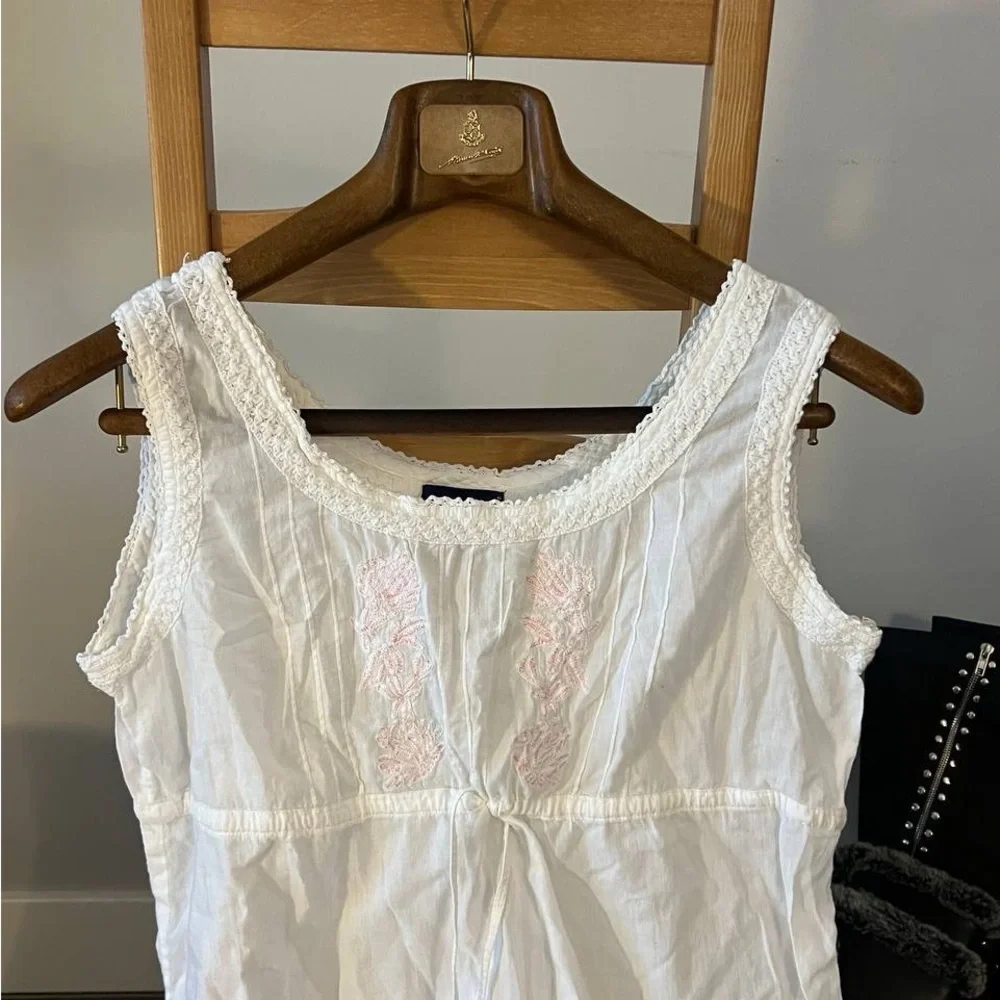 Vintage Elegant White Lace Trim Dress - Picture 4 of 7